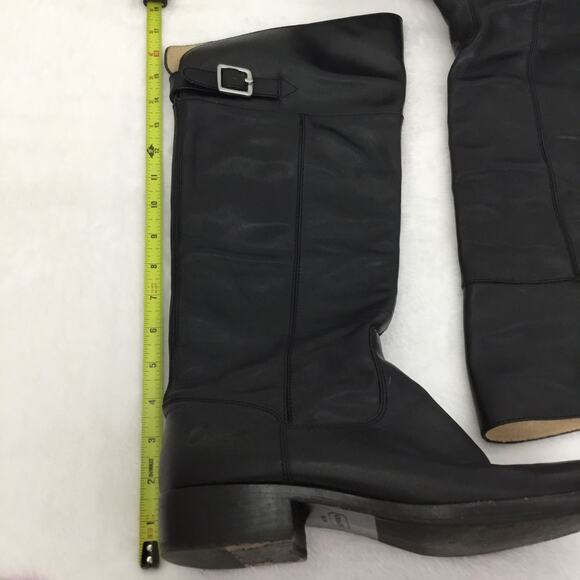 COACH Boots Women's Black Leather Joele Buckle Riding Shoes Tall Sz 7.5 - Picture 3 of 9